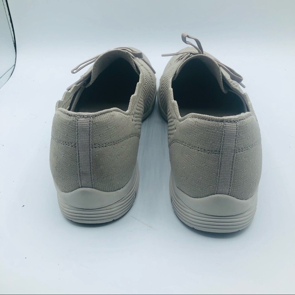 Skechers Womens Sneakers Memory‎ Foam Scalloped Edge Stretch Beige Size 9W - Picture 11 of 13